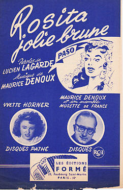 partition rosita jolie brune, Maurice Denoux, Yvette Horner, paso